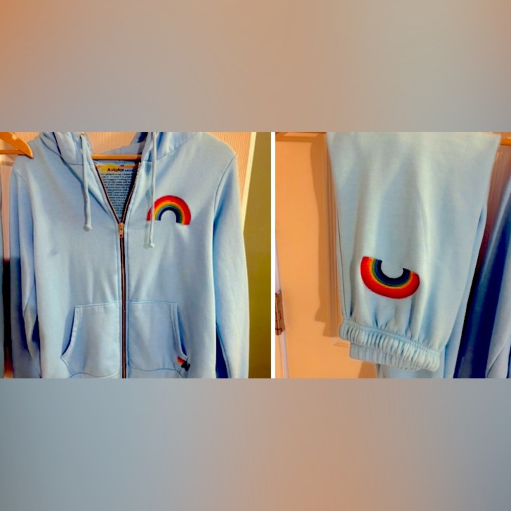 Baby Blue Aviator Nation Sweat Set Size Medium. Only worn once, like new.